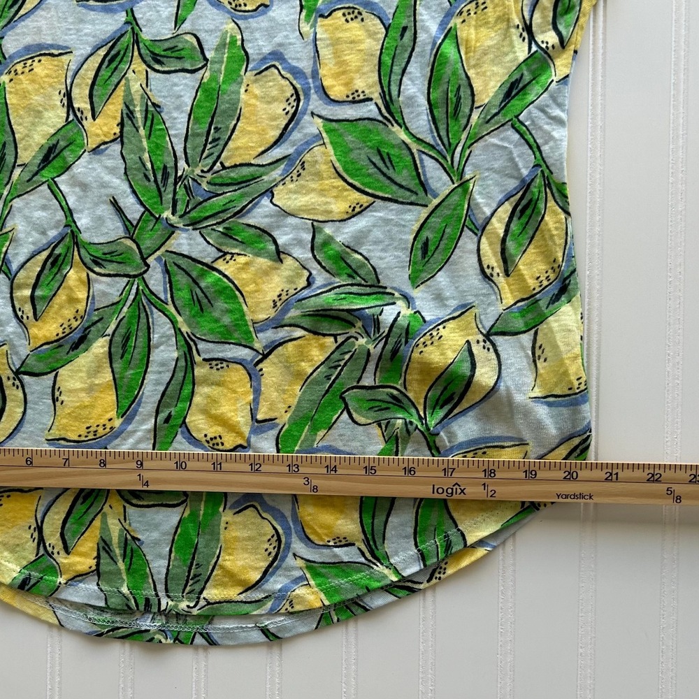 Isaac Mizrahi (Top) (M) [Yellow/Green] EXCELLENT Linen Lemon Print Cap Sleeve - Picture 5 of 9